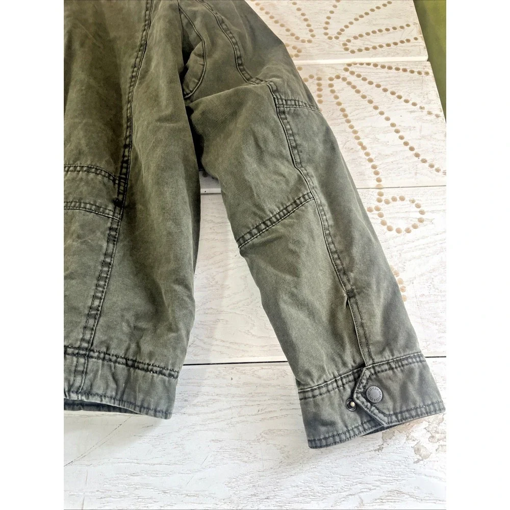 Levis Sherpa Lined Hooded Utility Jacket Mens S Olive Military Field Coat